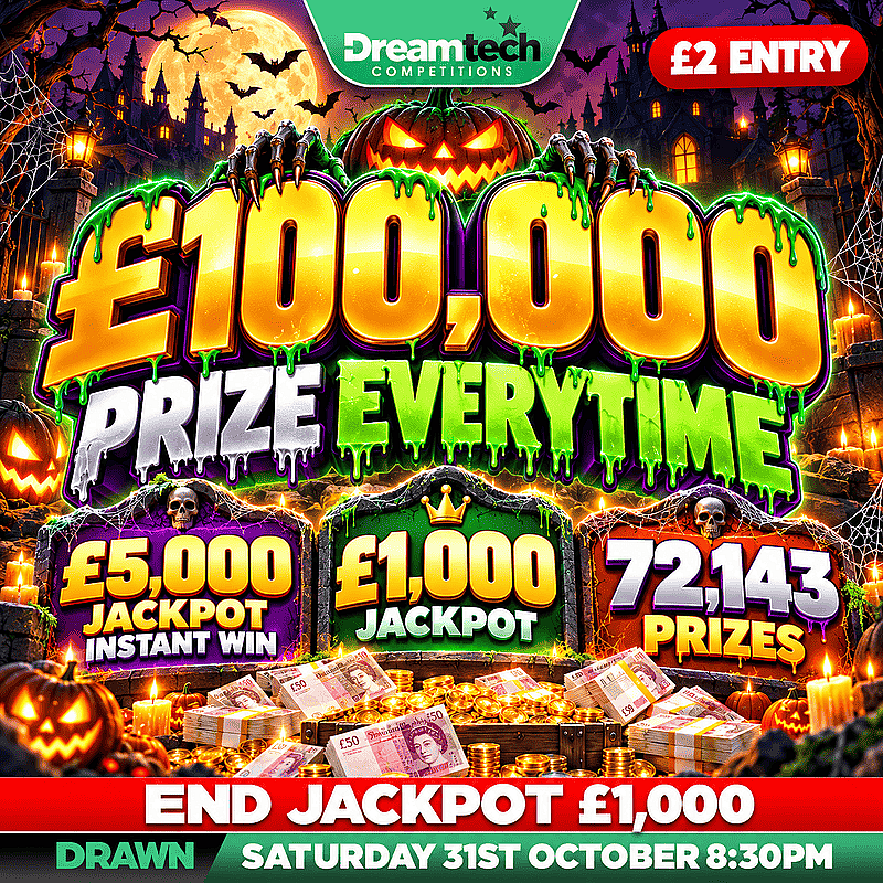 £100,000 Prize Everytime | WIN Upto £5,000 Instantly | £1,000 End Prize