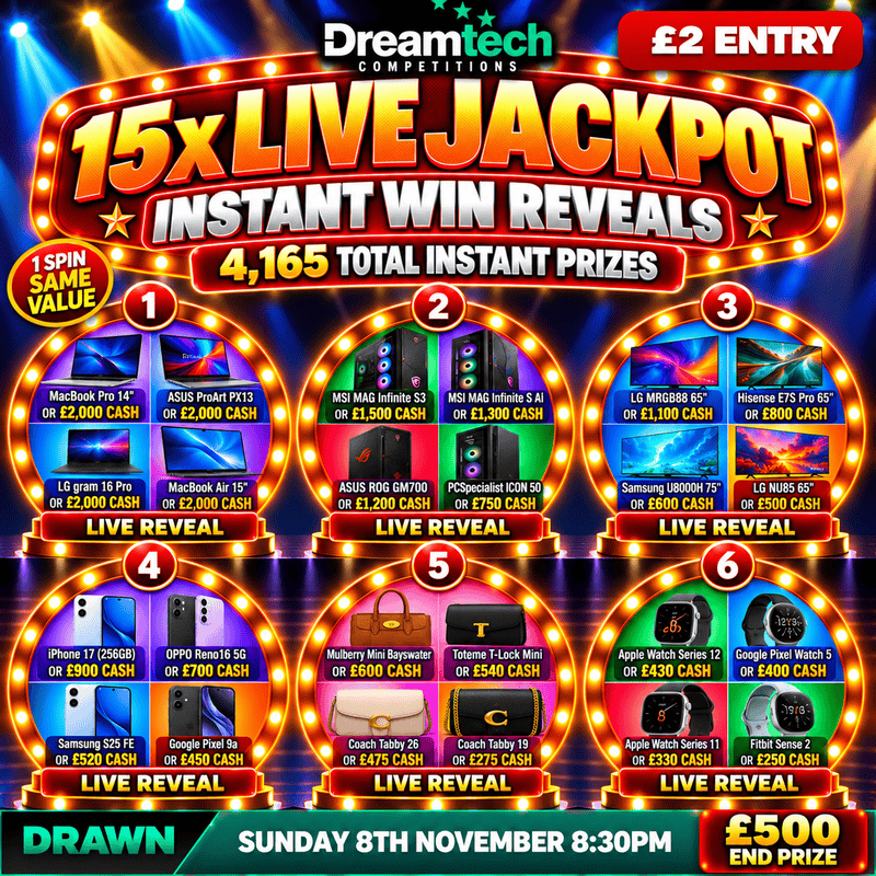 15 x LIVE Instant Win Reveal | £30,500 in Prizes + £500 Jackpot End Prize