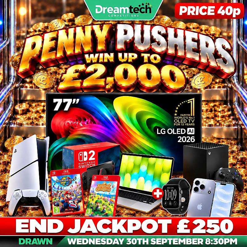 PENNY PUSHERS | Tech & Cash WIN upto £2,000 + £250 End Prize