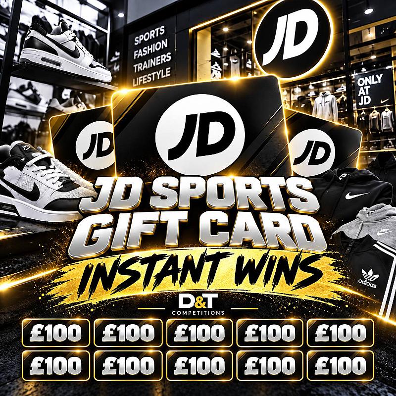  JD SPORTS GIFT CARD INSTANT WINS+£200 JD GIFT CARD END PRIZE