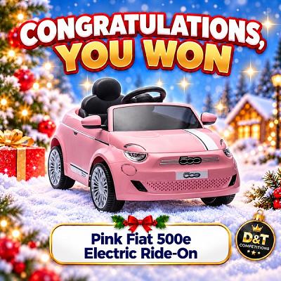 Pink Fiat 500e Electric Ride-On