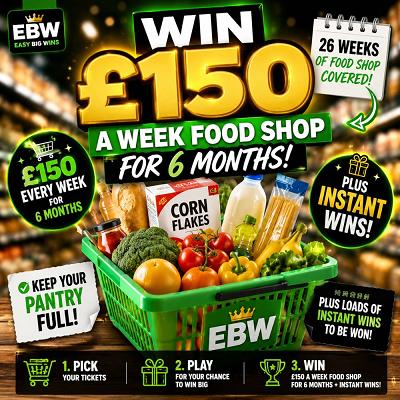 WIN 6 MONTHS FOOD SHOPPING + INSTANT WINS 