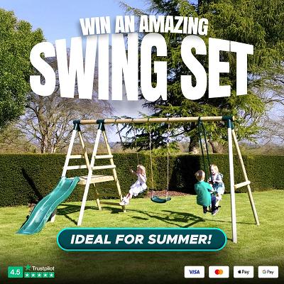 WIN THIS REBO SATURN WOODEN SWING SET WITH PLATFORM & SLIDE - CASH ALTERNATIVE £275