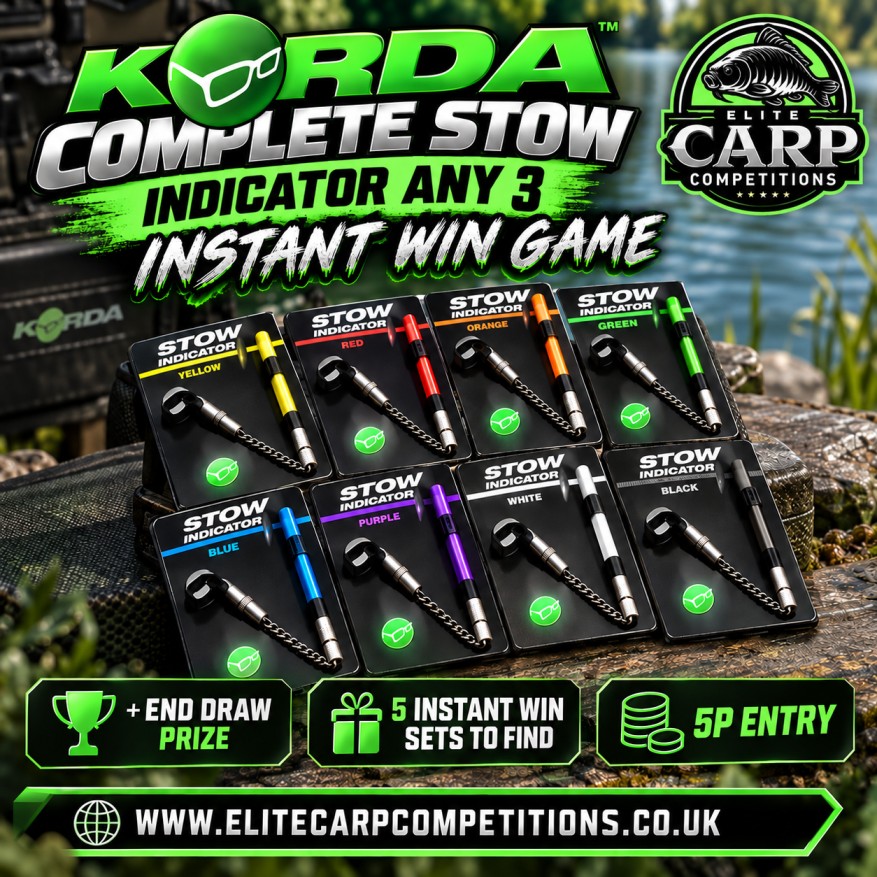 KORDA COMPLETE STOW INDICATOR SET OF 3 INSTANT WIN GAME + END DRAW