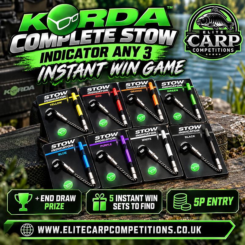 KORDA COMPLETE STOW INDICATOR SET OF 3 INSTANT WIN GAME + END DRAW