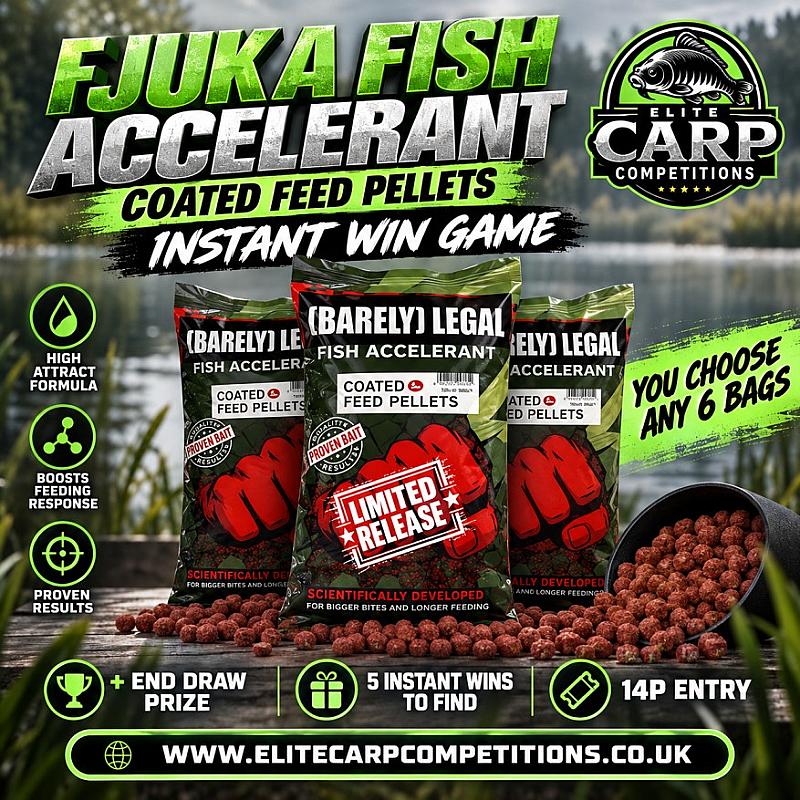 FJUKA CARP FISH ACCELERANT COATED FEED PELLET INSTANT WIN GAME + END DRAW