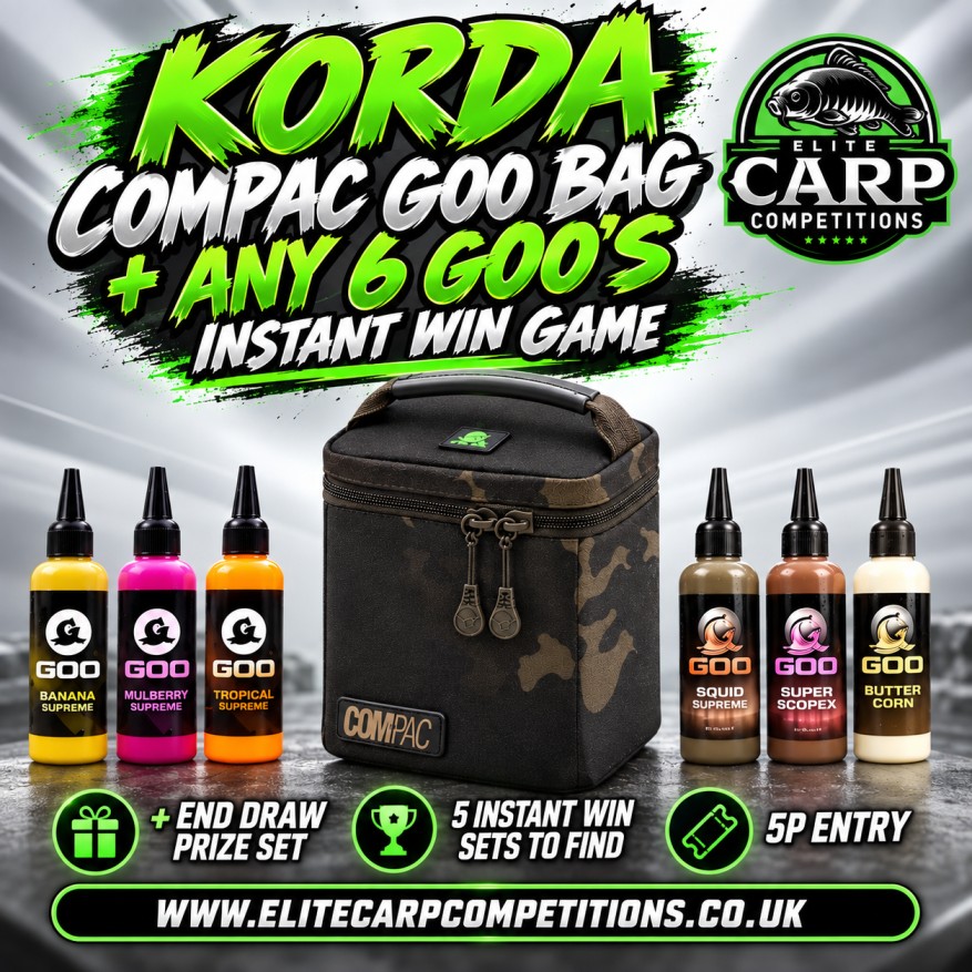 KORDA COMPAC GOO BAG + ANY 6 GOO'S INSTANT WIN GAME + END DRAW