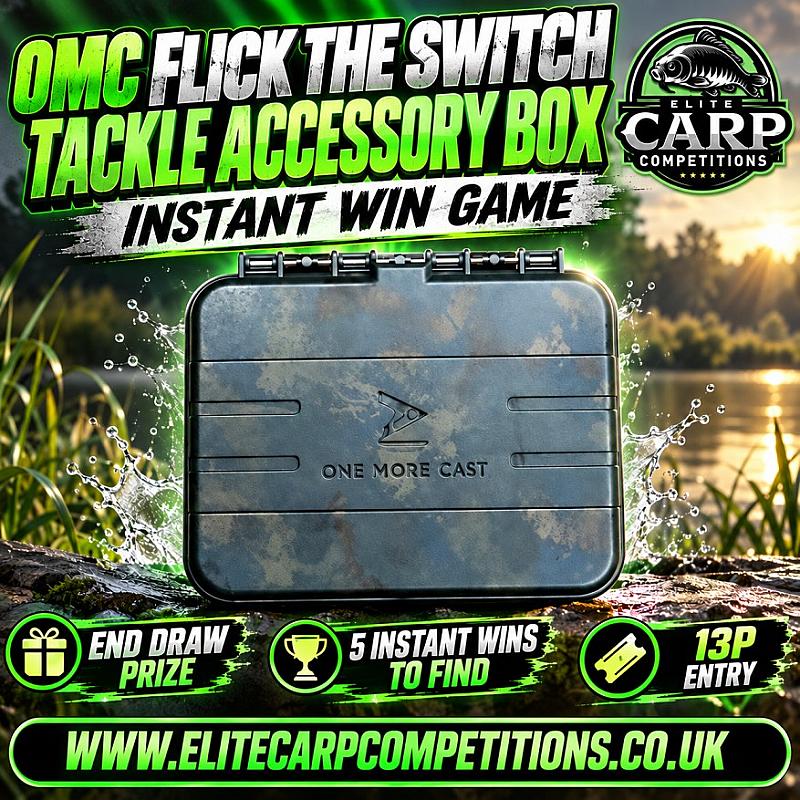 OMC FLICK THE SWITCH TACKLE ACCESSORY BOX INSTANT WIN GAME + END DRAW