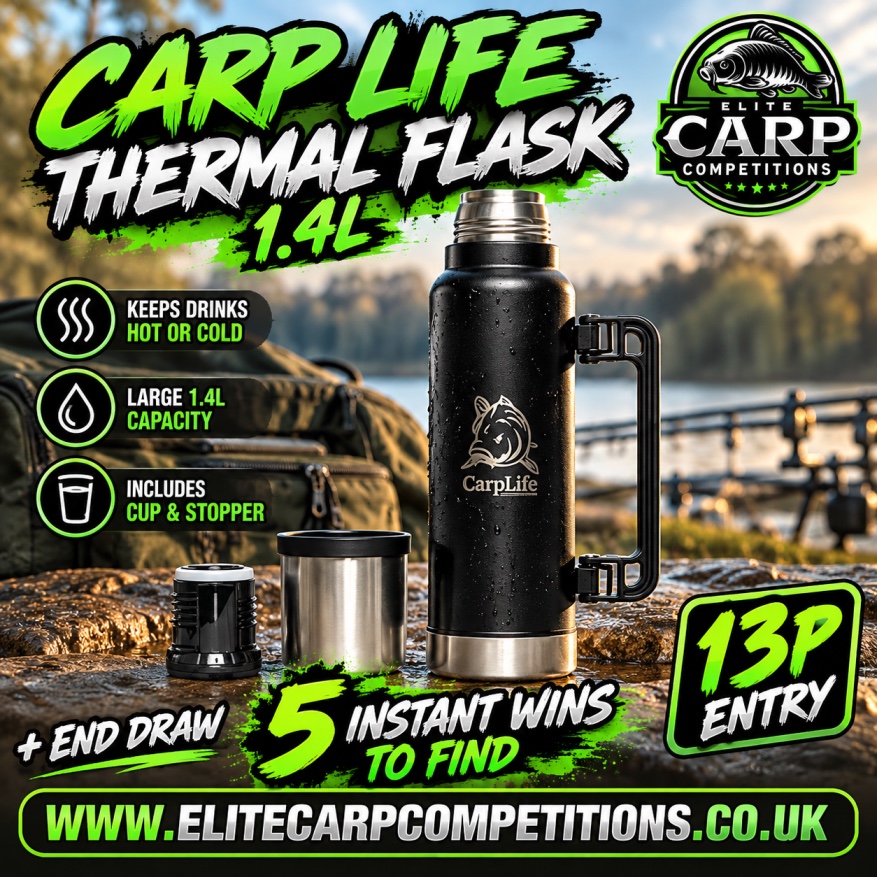 CARP LIFE THERMAL FLASK 1.4L INSTANT WIN GAME + END DRAW