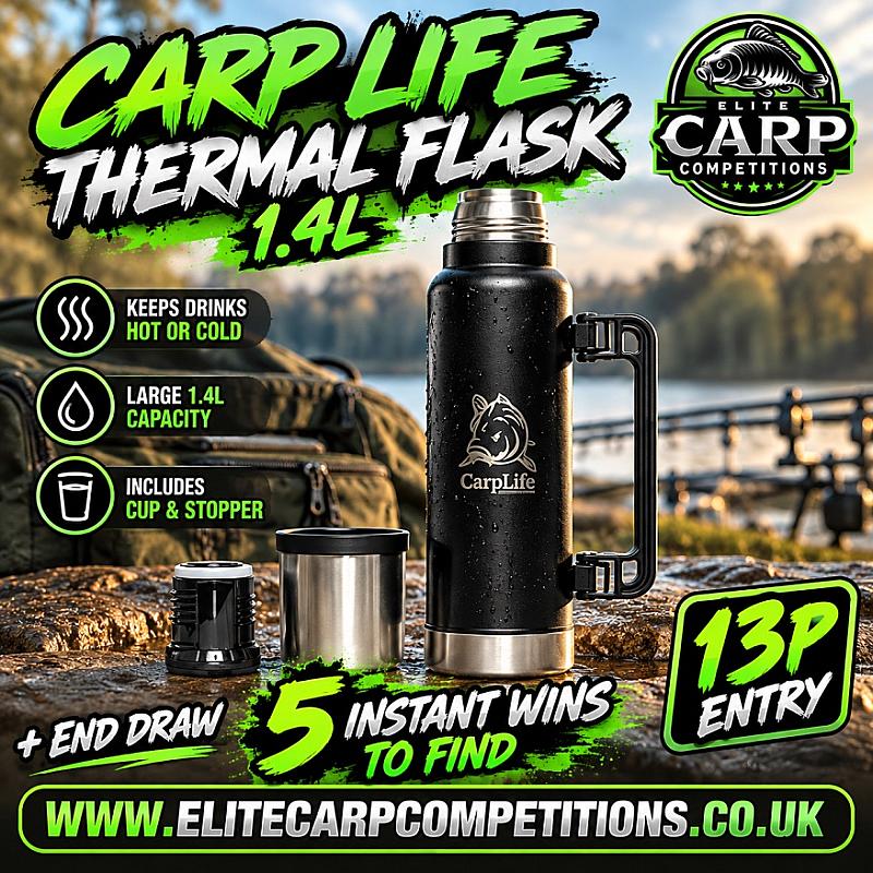 CARP LIFE THERMAL FLASK 1.4L INSTANT WIN GAME + END DRAW