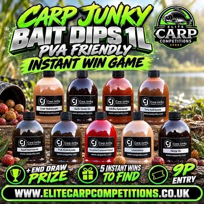 CARP JUNKY 1L BAIT DIPS PVA FRIENDLY INSTANT WIN GAME + END DRAW