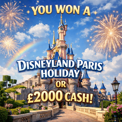 YOU WON A DISNEYLAND PARIS HOLIDAY OR £2000 CASH!
