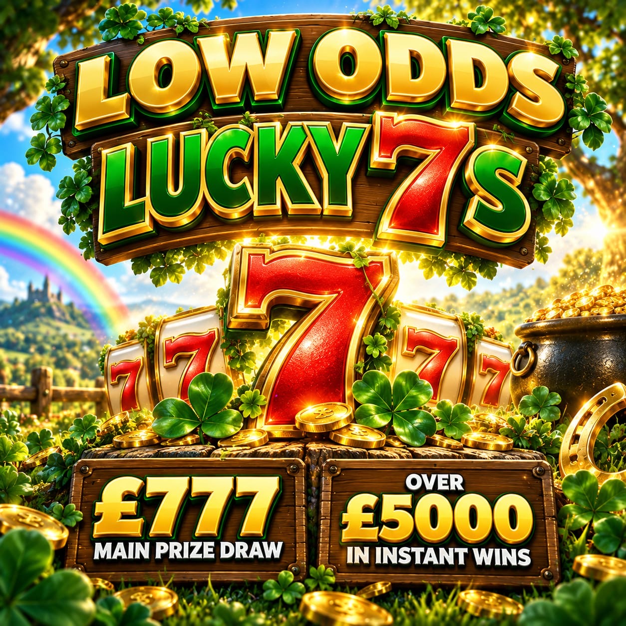 Lucky 7’s - LOW Odds - £777 End Prize 
