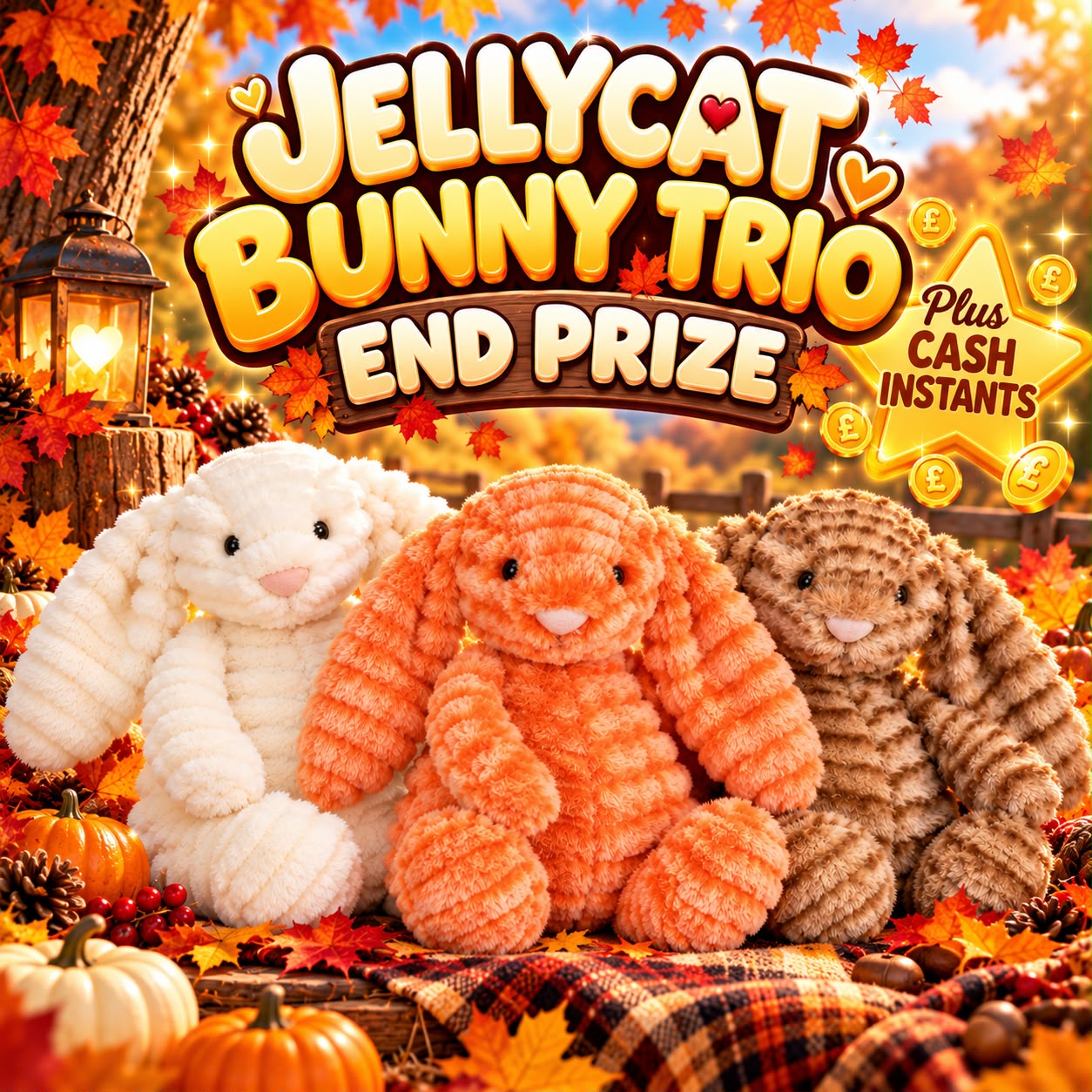 Jellycat Bunny Trio Plus Cash Instants 