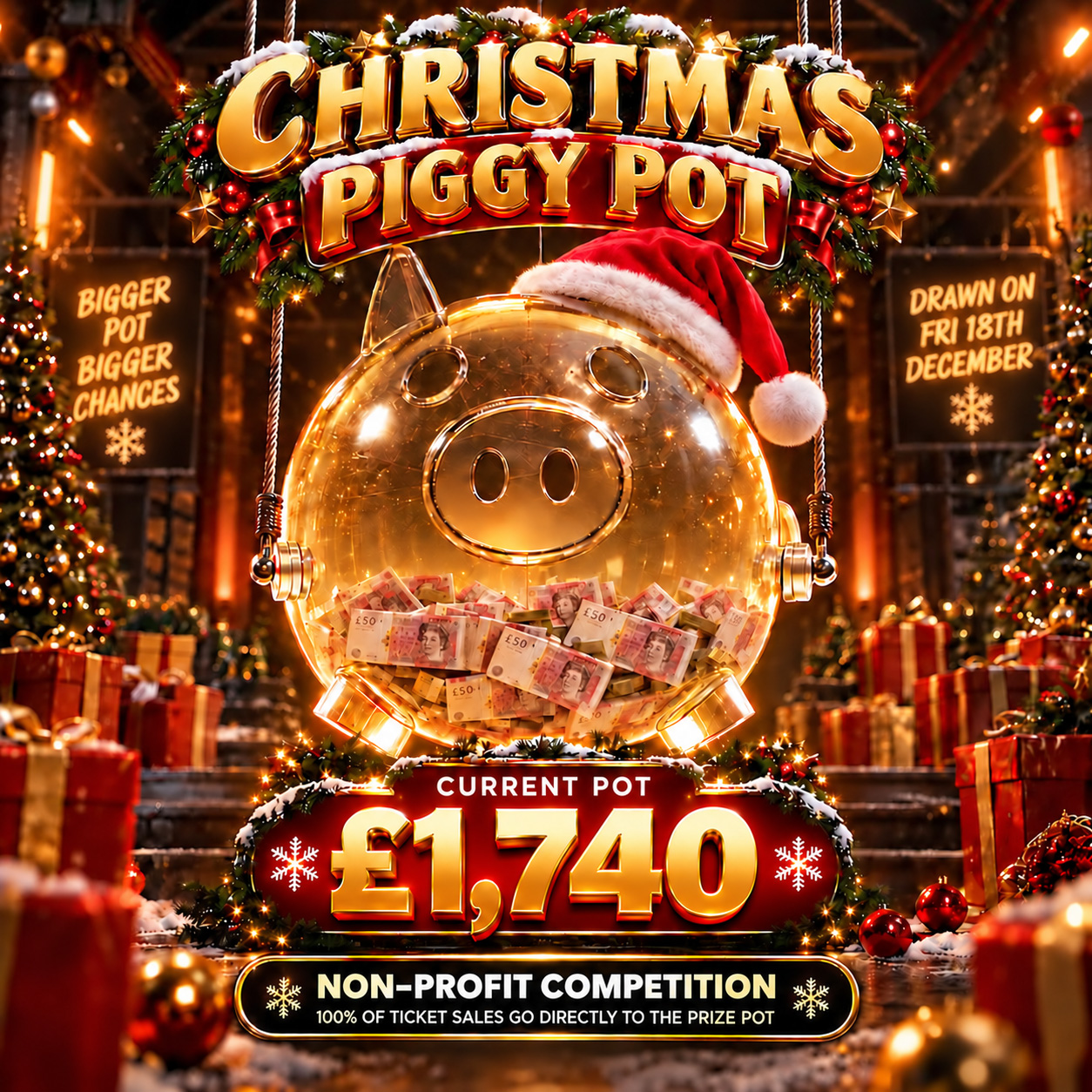CHRISTMAS PIGGY POT - CURRENT POT £1740