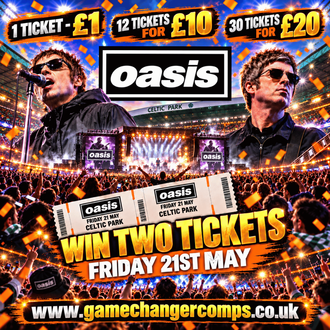 🔴🎤 OASIS TOUR - 2 TICKETS - 21st OF MAY 2027 - CELTIC PARK🎤
