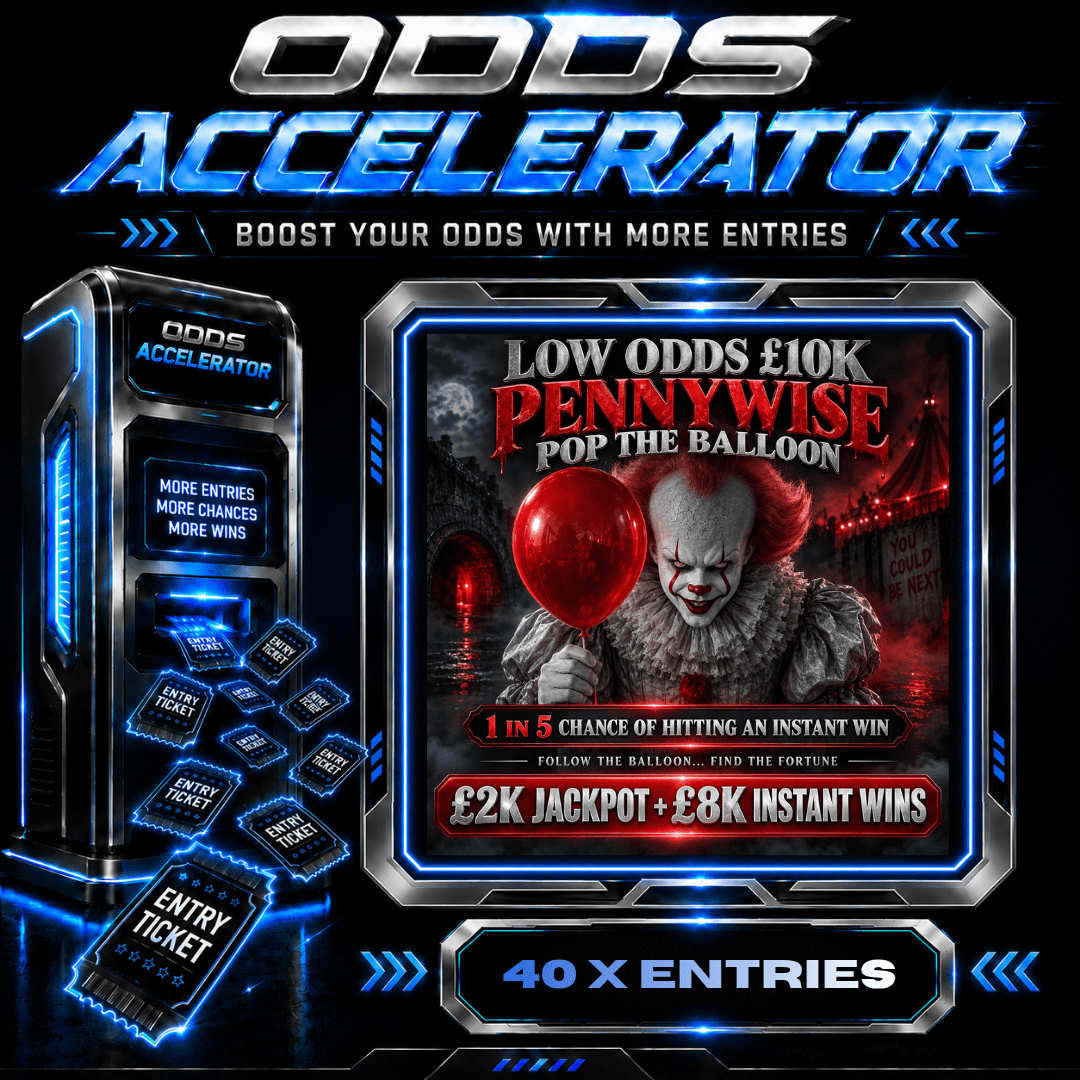 40 X ENTRIES - LOW ODDS £10K PENNYWISE POP THE BALLOON