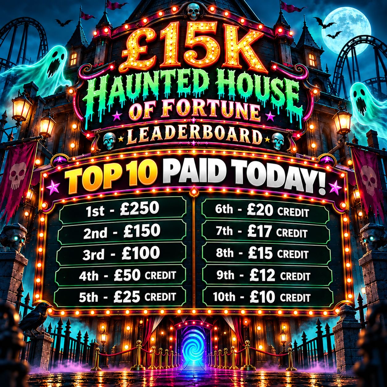 👻 £15K HAUNTED HOUSE OF FORTUNE LEADERBOARD 🏚️