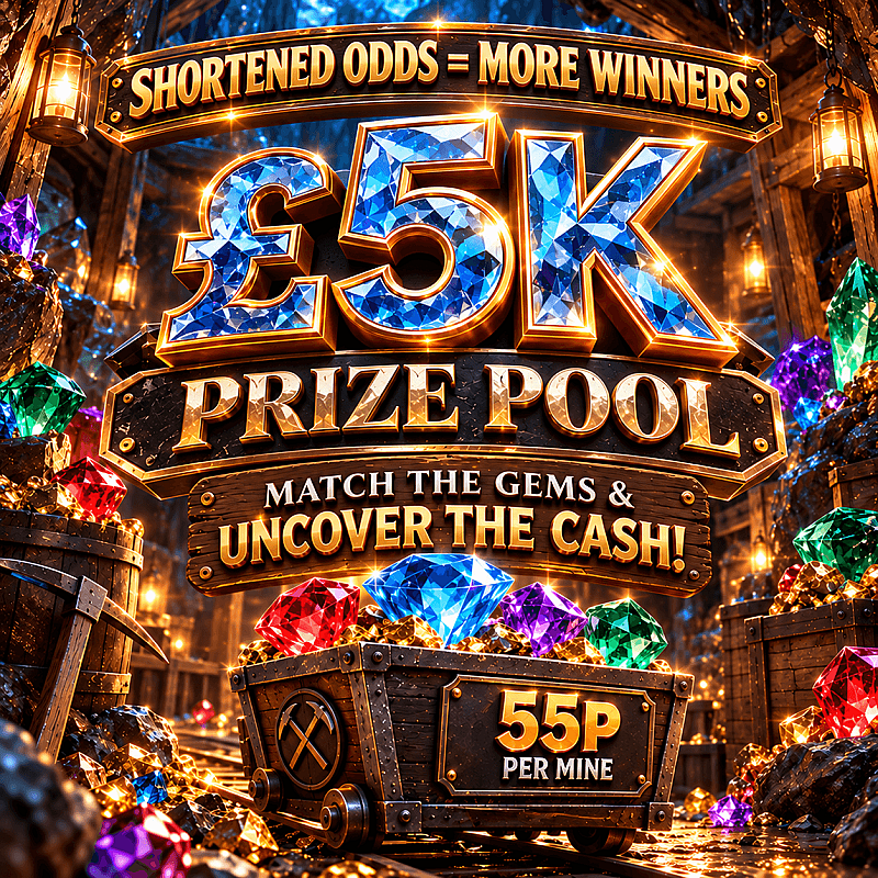 £5K GEM MINE - SHORTENED ODDS = MORE WINNERS!
