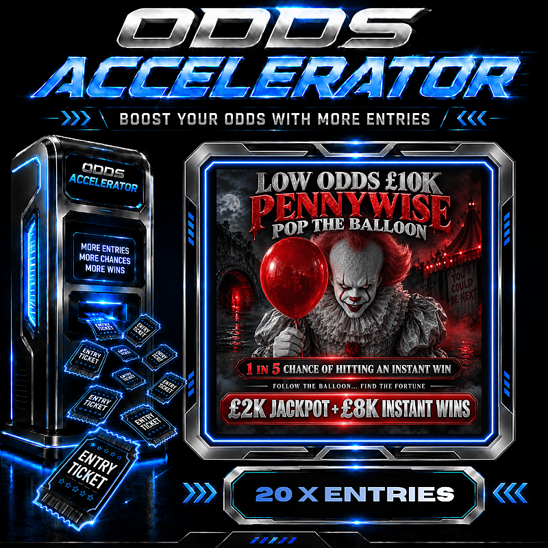 20 X ENTRIES - LOW ODDS £10K PENNYWISE POP THE BALLOON