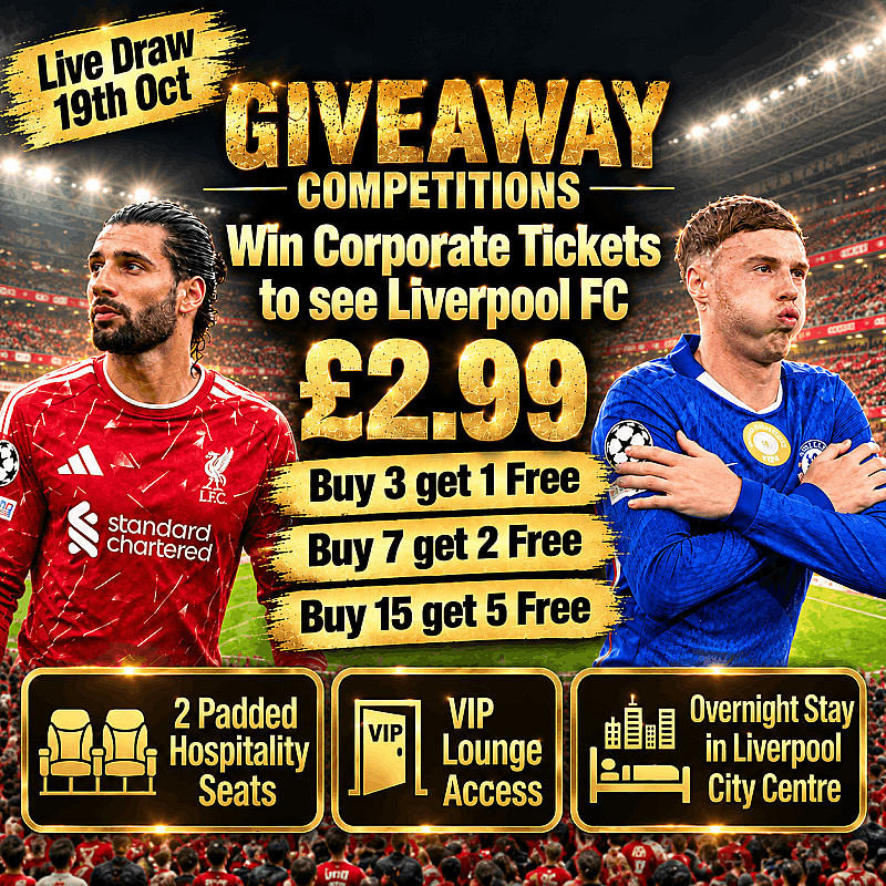 Liverpool vs Chelsea  - 2 Hospitality tickets + Overnight Stay