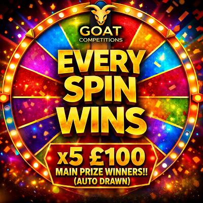 EVERY SPIN WINS (x5 MAIN PRIZE WINNERS OF £100 CASH) 03/10