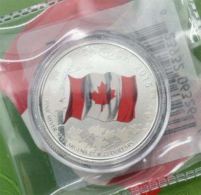2015 Canadian $25 Flag Silver Coin - or £15 Cash or Site Credit!