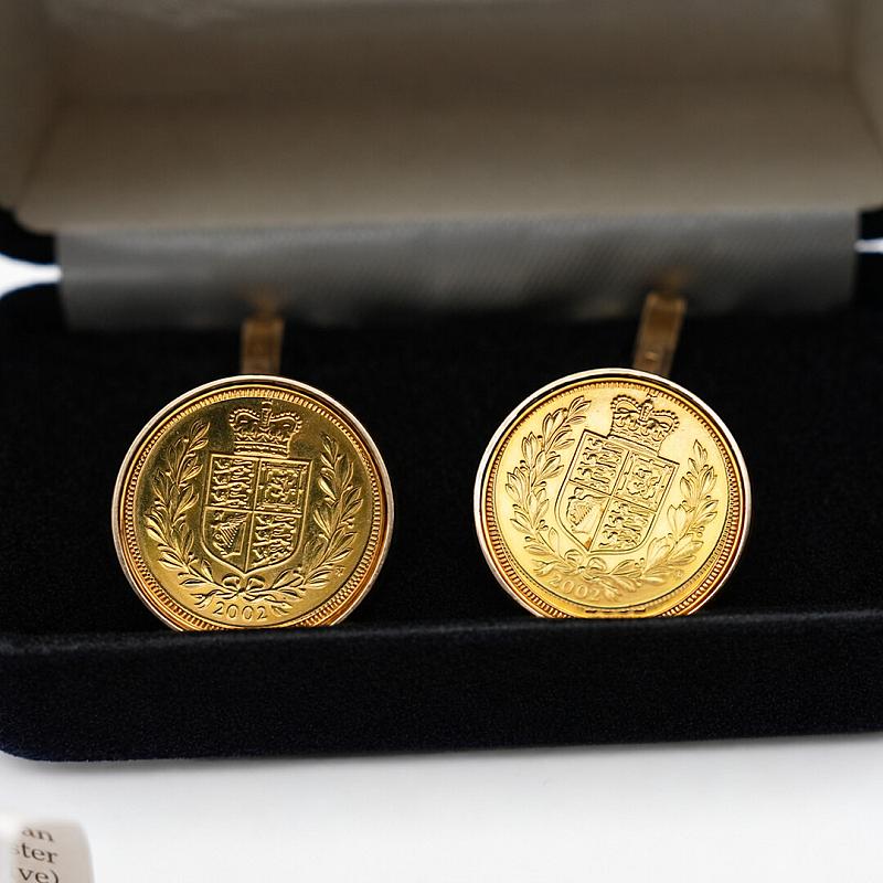 2002 GOLDEN JUBILEE HALF SOVEREIGN CUFFLINKS