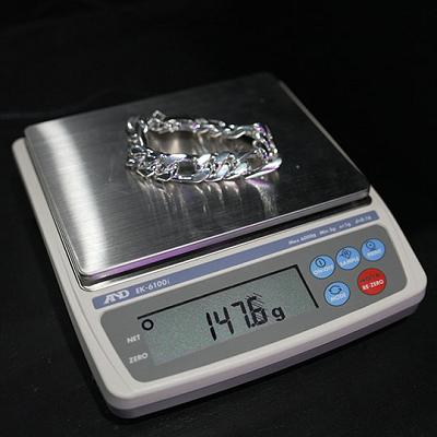 1 × 925 Sterling Silver Figaro Bracelet — 147g OR £515 CASH or SITE CREDIT ALTERNATIVE