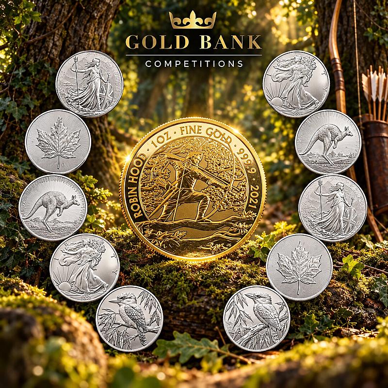 2021 ROBIN HOOD 1oz GOLD COIN + 10 SILVER INSTANT WINS