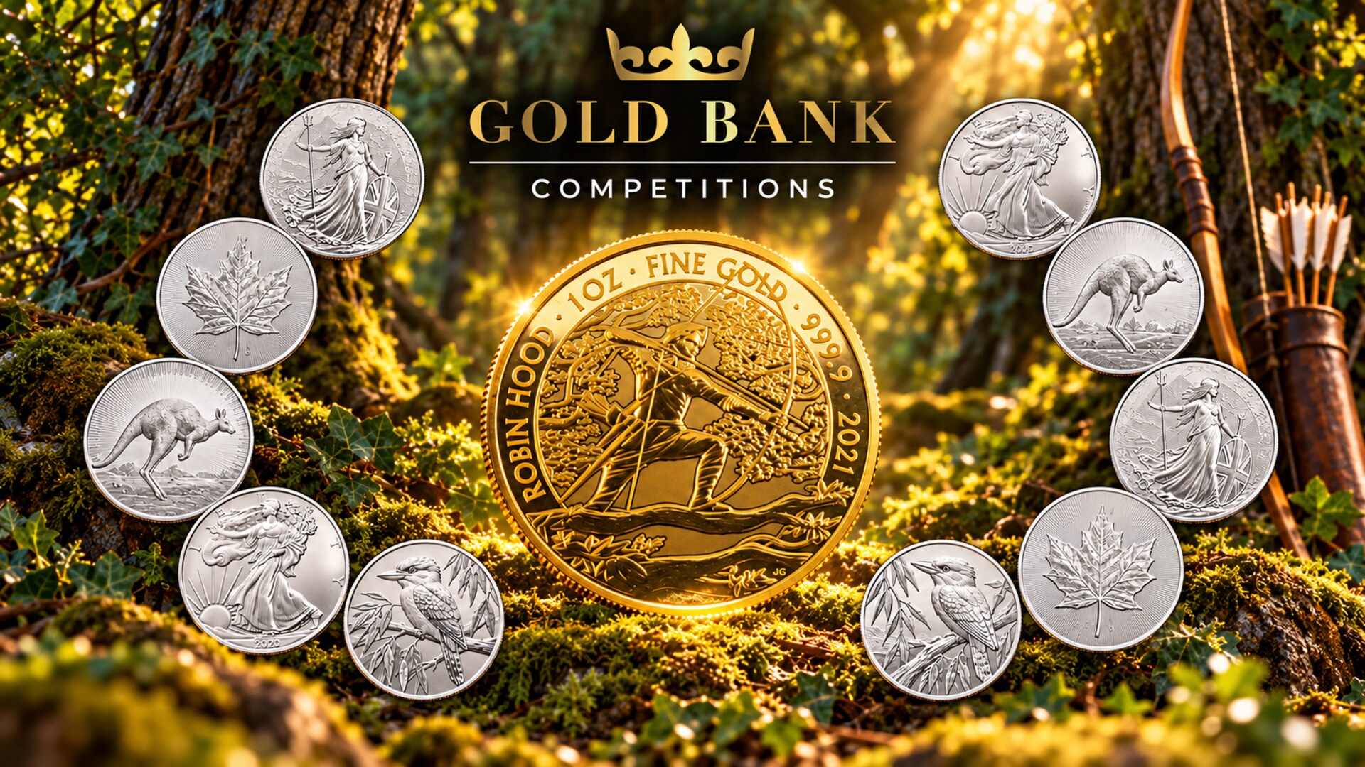 2021 ROBIN HOOD 1oz GOLD COIN + 10 SILVER INSTANT WINS