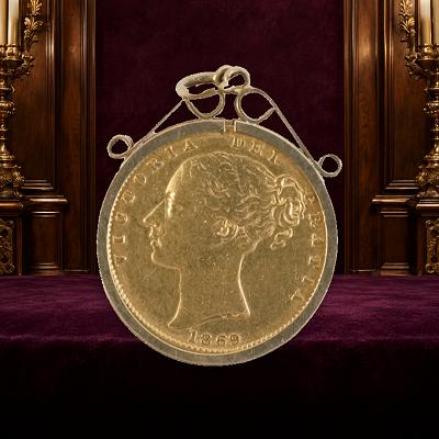 1869 MOUNTED FULL SOVEREIGN + 10 SILVER INSTANT WINS