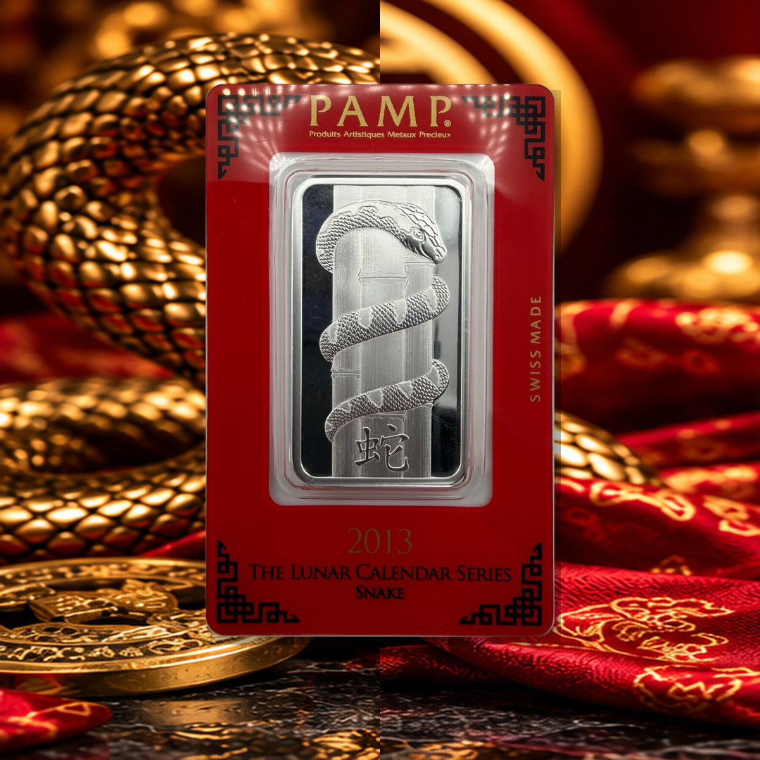 2013 PAMP Suisse Lunar Snake 1oz Fine Silver Bar