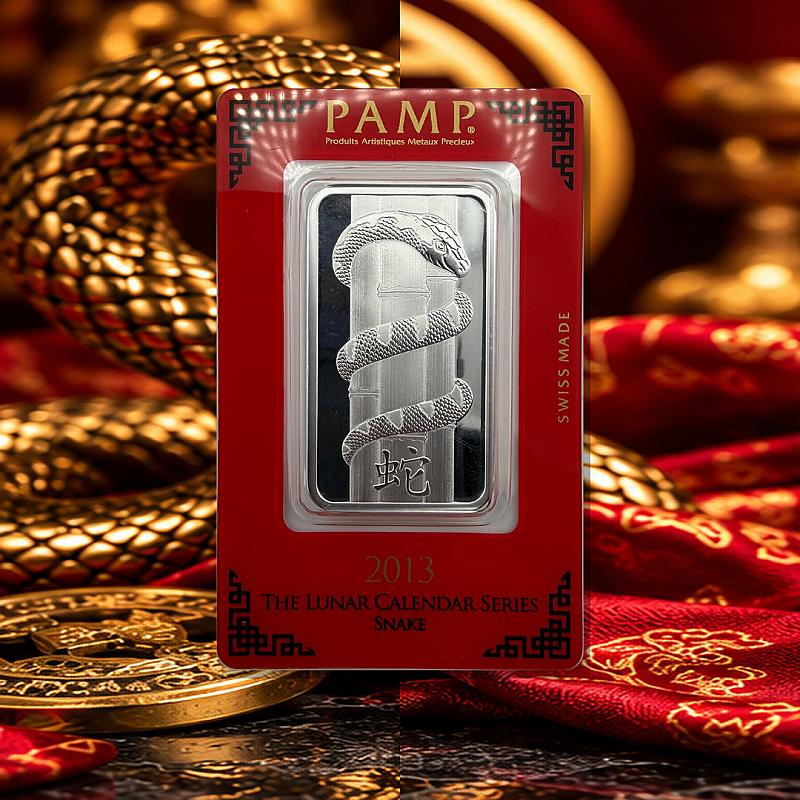 2013 PAMP Suisse Lunar Snake 1oz Fine Silver Bar