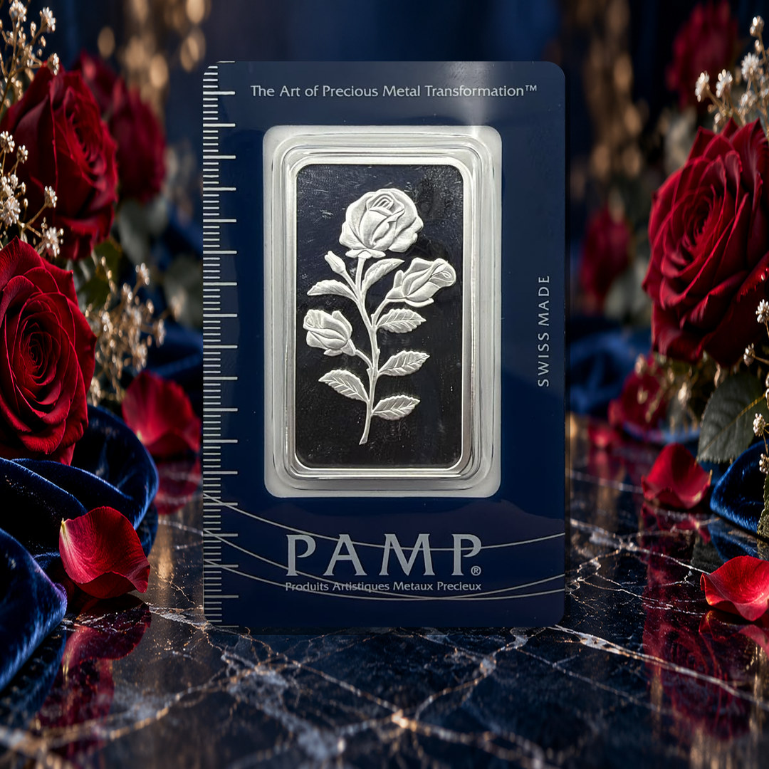 PAMP SUISSE ROSE 1oz FINE SILVER BAR