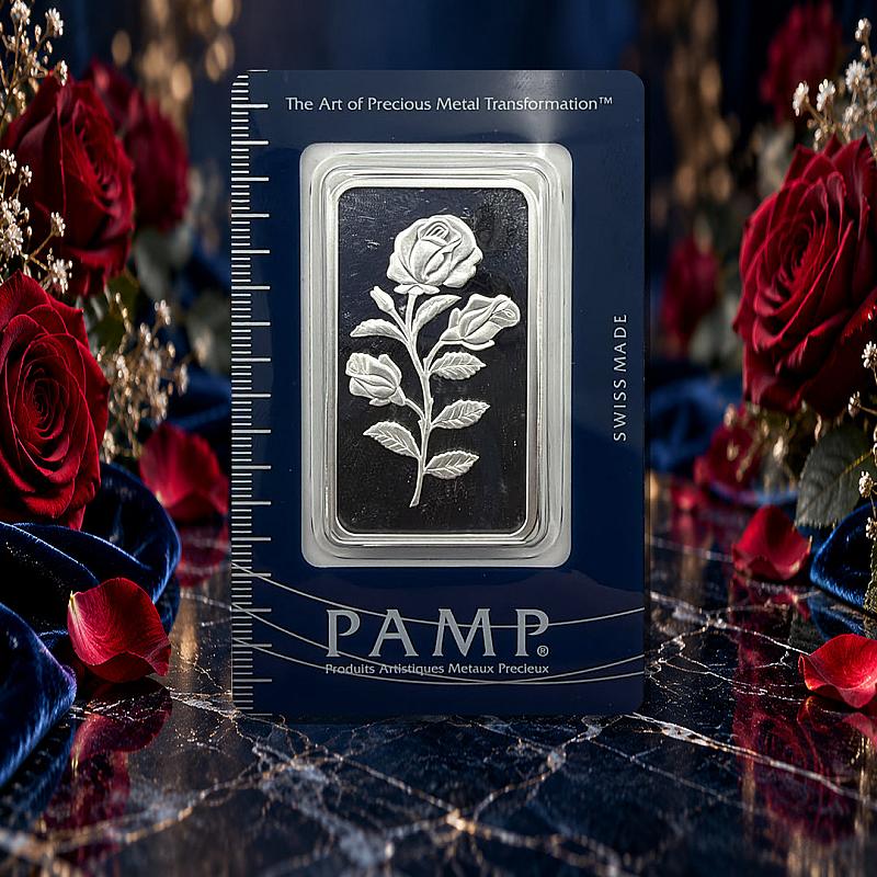 PAMP SUISSE ROSE 1oz FINE SILVER BAR