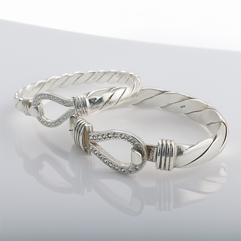 MATCHING SILVER HOOK & LOOP BANGLES