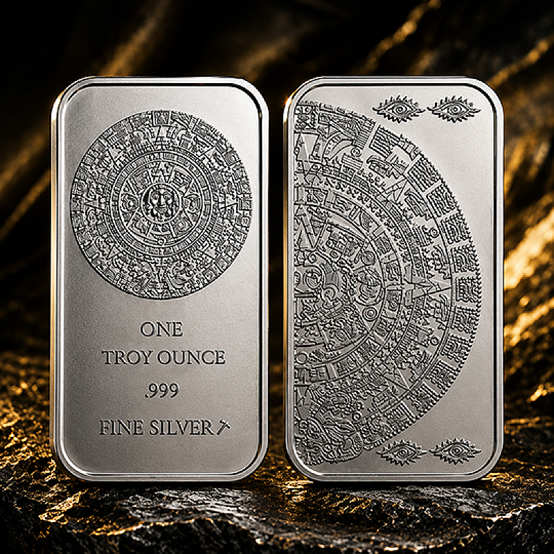 AZTEC CALENDAR 1oz FINE SILVER BAR