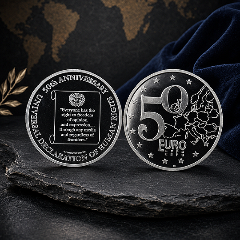 50TH ANNIVERSARY OF THE UNIVERSAL DECLARATION OF HUMAN RIGHTS – SILVER €5 COIN