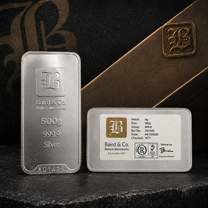 500G BAIRD & CO. FINE SILVER BAR