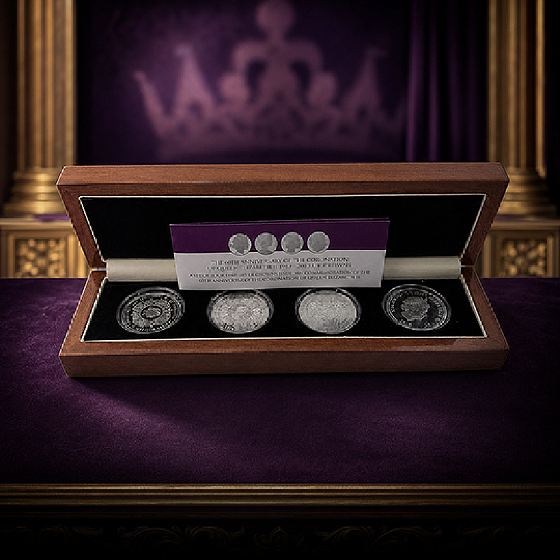 2013 QUEEN ELIZABETH II 60TH ANNIVERSARY PURE SILVER CROWN SET