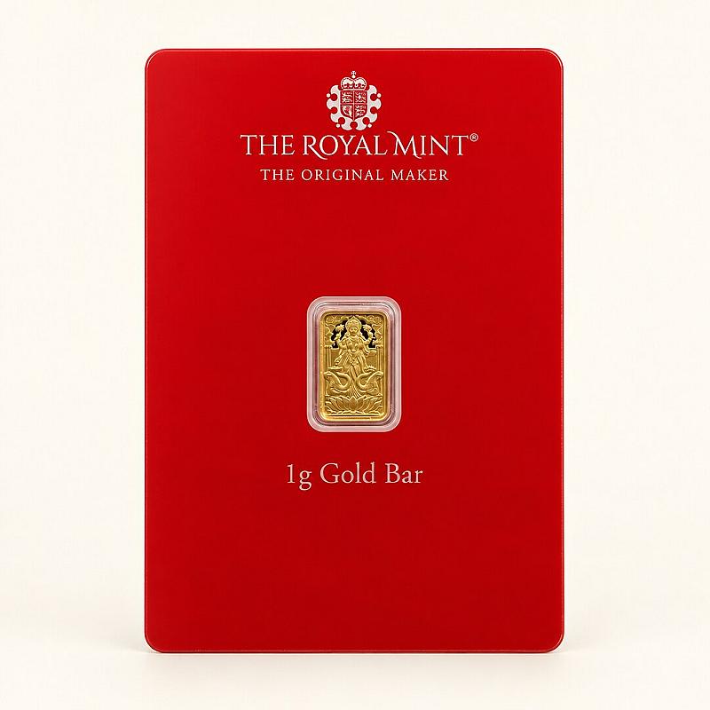 THE ROYAL MINT LAKSHMI 1g GOLD BAR