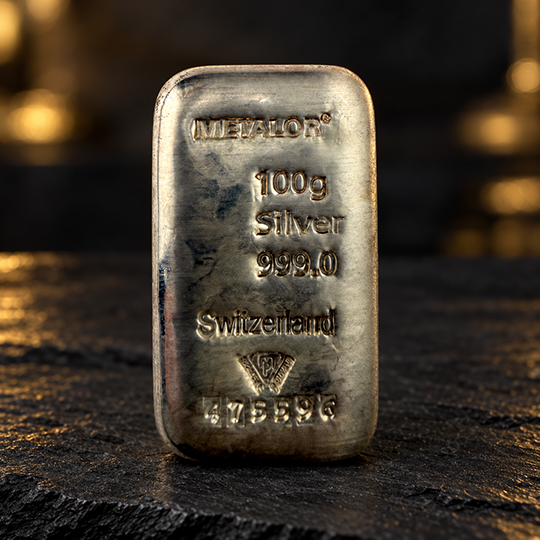 100G METALOR .999 FINE SILVER BAR