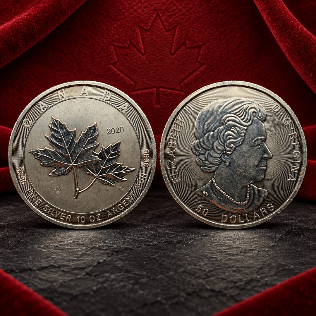 2020 CANADIAN 10oz MAGNIFICENT MAPLE LEAVES SILVER COIN