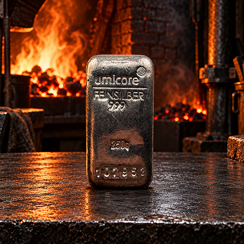 250G UMICORE .999 FINE SILVER BAR