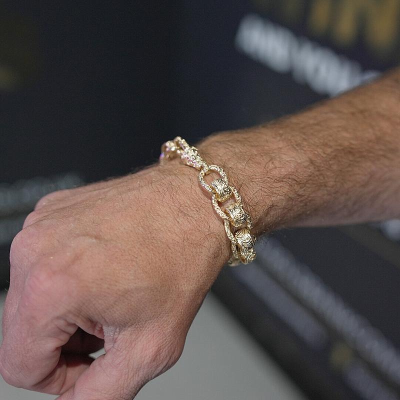 68G 9CT GOLD PATTERNED ROLLERBALL BRACELET