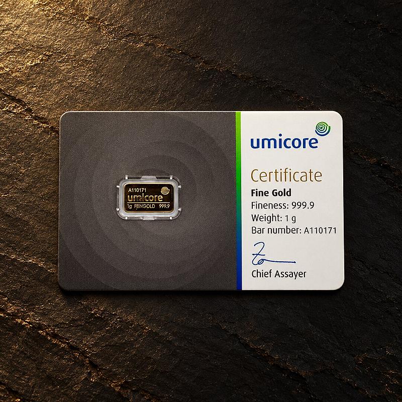 UMICORE 1G FINE GOLD BAR