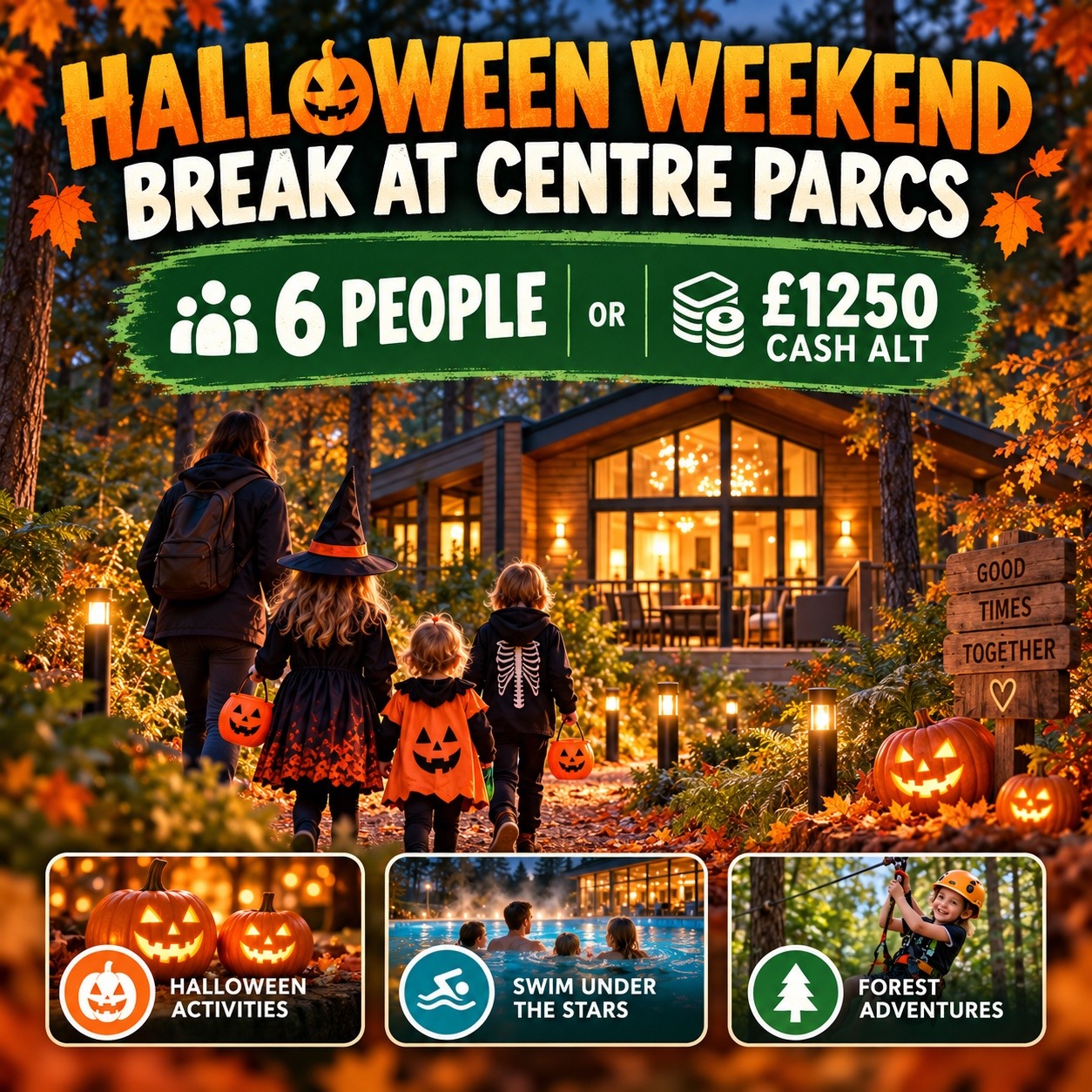 HALLOWEEN WEEKEND BREAK AT CENTRE PARCS (FAMILY OF 6)🎃