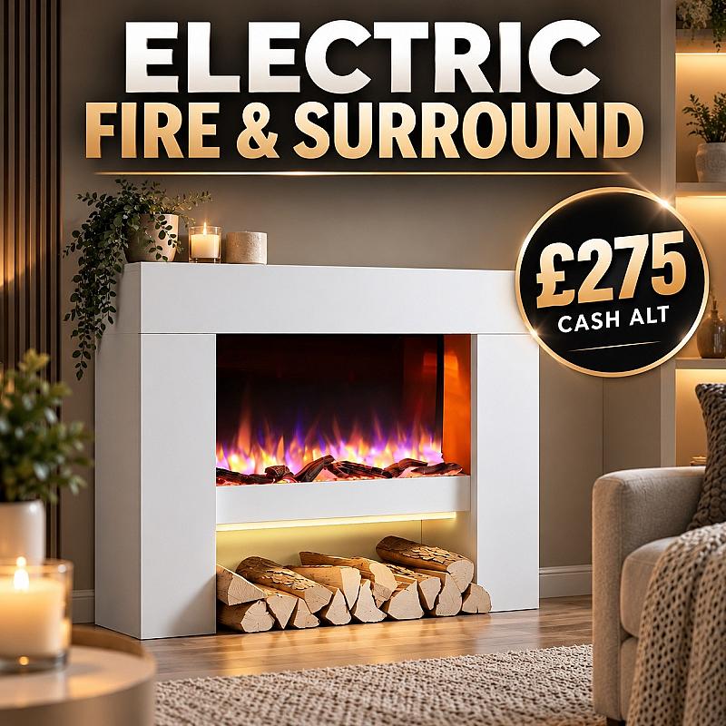 ELECTRIC FIREPLACE & SURROUND🪵