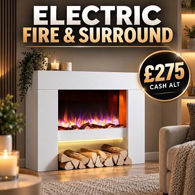 ELECTRIC FIREPLACE & SURROUND🪵